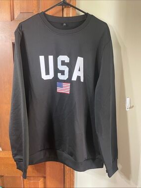 SHEIN Black USA Graphic Crewneck Sweatshirt